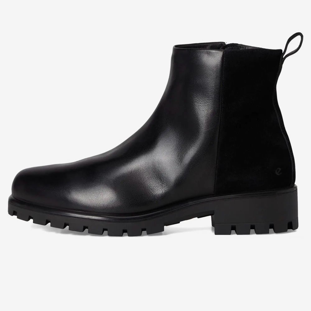 Ecco women’s Modtray Traytech Black Leather suede ankle Chelsea Boot zipper